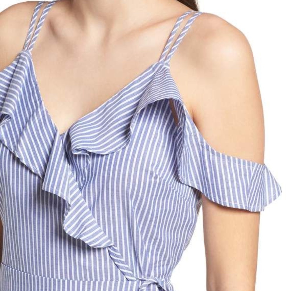 BP Stripe Ruffle Wrap Dress - Picture 3 of 8